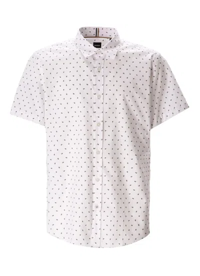 Hugo Boss Patterned Cotton Shirt In White