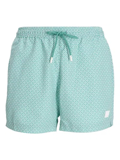 Hugo Boss Gemusterte Shorts Mit Kordelzug In Green