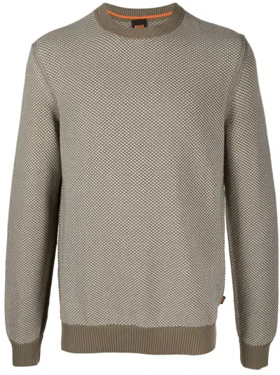 Hugo Boss Patterned Intarsia-knit Jumper In Green