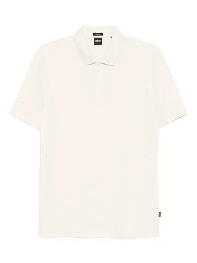 Hugo Boss Patterned-jacquard Polo Shirt In Neutrals