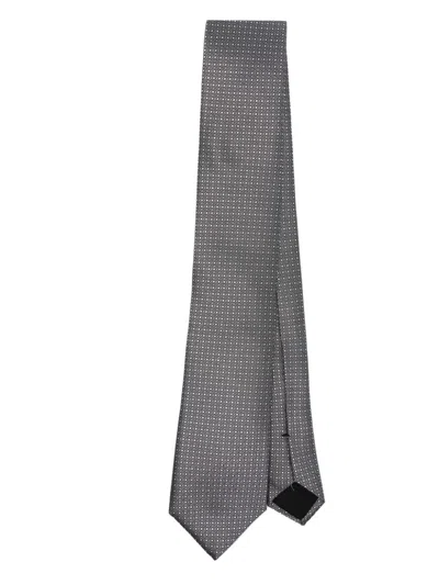 Hugo Boss Patterned-jacquard Tie In Grey