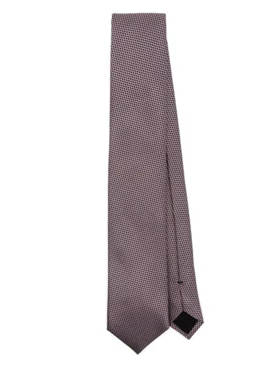 Hugo Boss Patterned-jacquard Tie In Purple