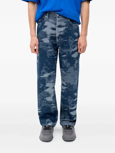 Hugo Boss Patterned Jeans In Blue
