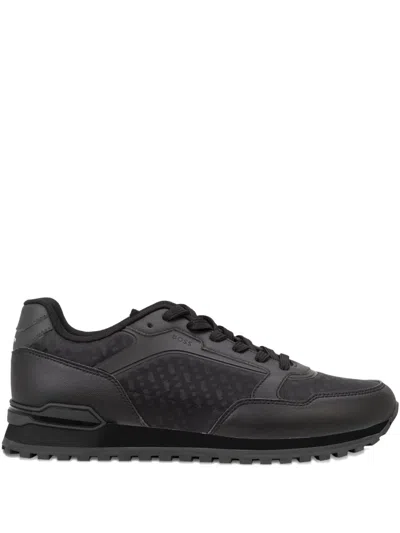 Hugo Boss Patterned Lace-up Sneakers In Black