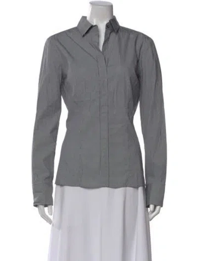 Pre-owned Hugo Boss Patterned Long Sleeve Button-up Top In Gray