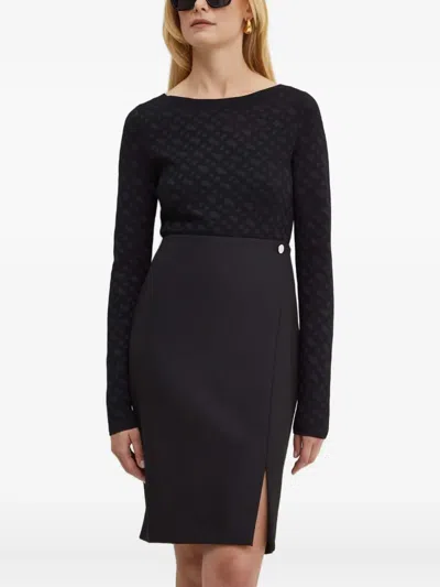 Hugo Boss Patterned Long-sleeve Sweater In Black