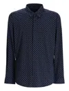 Hugo Boss Slim-fit Shirt In Geometric-print Performance-stretch Fabric In Blue