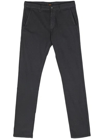 Hugo Boss Patterned Mid-rise Chinos In Black