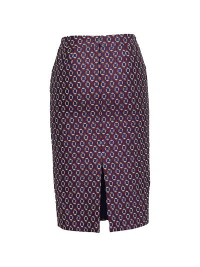 Pre-owned Hugo Boss Patterned Pencil Skirt In Purple