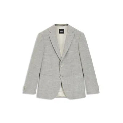 Hugo Boss Patterned Regular-fit Jacket In A Cotton Blend In Green