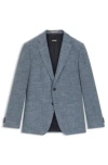 Hugo Boss Patterned Regular-fit Jacket In A Cotton Blend In Blue