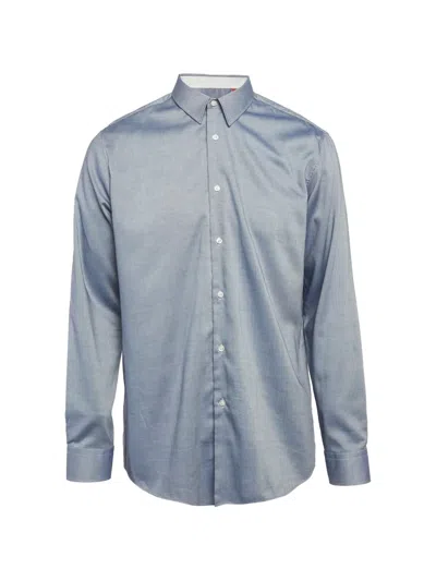 Pre-owned Hugo Boss Patterned Regular-fit Shirt In Blue