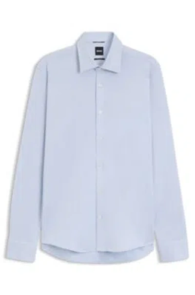 Hugo Boss Patterned Regular-fit Shirt In Cotton Jersey In Blue