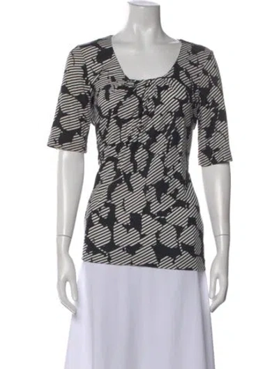 Pre-owned Hugo Boss Patterned Scoop Neck Top In White