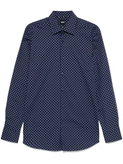 Hugo Boss Patterned Shirt In Blue