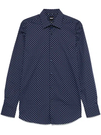 Hugo Boss Patterned Shirt In Blue