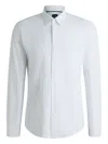 Hugo Boss Slim-fit Shirt In Printed Performance-stretch Fabric In White