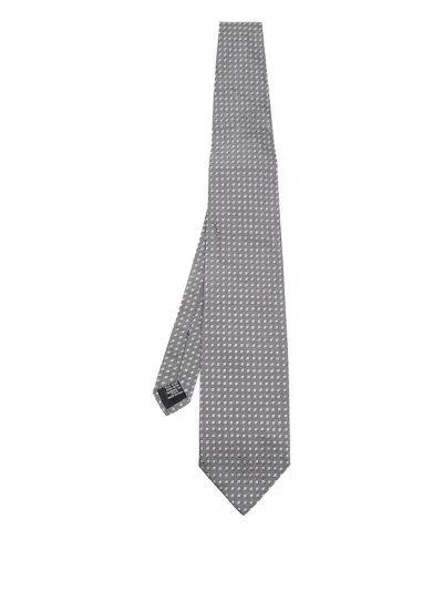 Pre-owned Hugo Boss Patterned Silk Tie In Gray