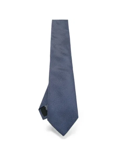 Pre-owned Hugo Boss Patterned Silk Tie In Blue