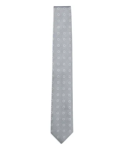 Hugo Boss Patterned Silk Tie In Gray