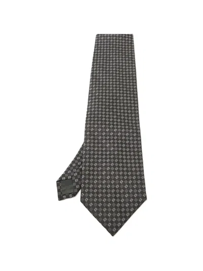 Pre-owned Hugo Boss Patterned Silk Tie In Gray