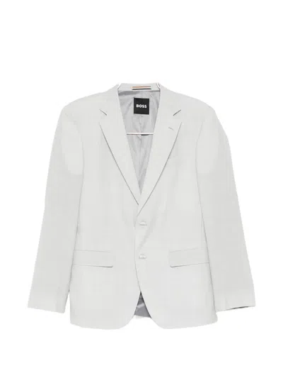 Hugo Boss Patterned Single-breasted Suit In Gray