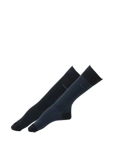 Hugo Boss Patterned Socks (set Of Two) In Blue