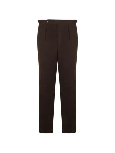 Hugo Boss Patterned Tapered-fit Pants In Italian-cotton In White