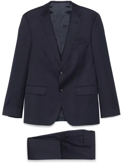 Hugo Boss Patterned Three-piece Suit In ブルー