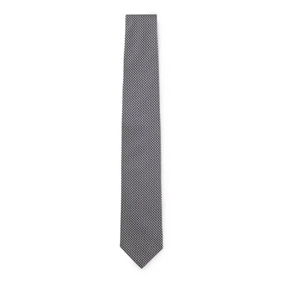 Hugo Boss Patterned Tie In Italian-made Silk In Blue