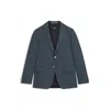 Hugo Boss Patterned Wool Suit Jacket With Crease Resistance In Blue