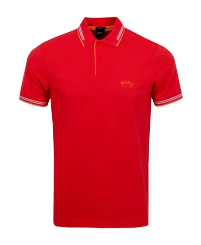 Hugo Boss Paul Curved Polo Shirt In Red