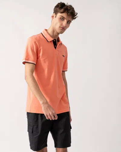 Hugo Boss Paul Mens Short Sleeve Polo Shirt With Contrast Tipping In Pink