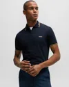 Hugo Boss Paul Mens Short Sleeve Polo Shirt With Contrast Tipping Nos In Blue