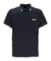 Hugo Boss Midnight Blue Stretch Polyester Polo Shirt In Black