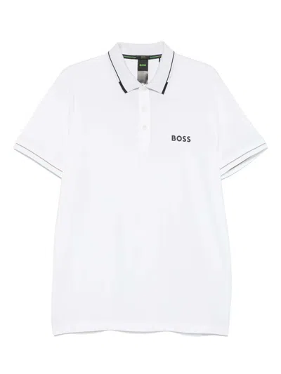 Hugo Boss Boss Paddy Tipped Cotton Polo In White