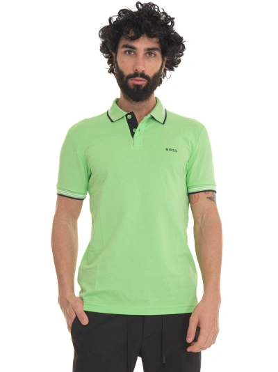 Hugo Boss Paul Short Sleeve Polo Shirt In Green