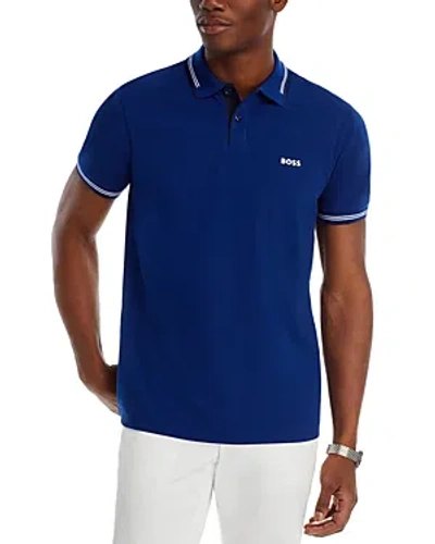 Hugo Boss Paul Slim Fit Short Sleeve Logo Polo Shirt In Dark Blue