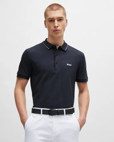 Hugo Boss Paule 4 Mens Tipped Collar Polo Shirt Nos In Black