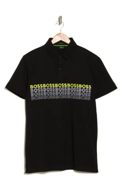 Hugo Boss Pavel Embroidered Polo In Black