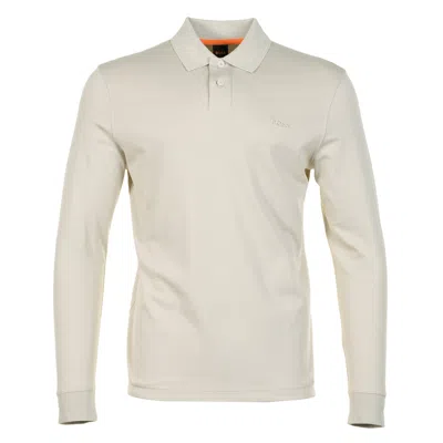 Hugo Boss Pe Interlock Long Sleeve Polo Shirt 271 Light Beige In Sand