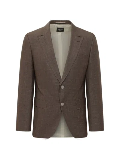 Hugo Boss Peak Lapel Blazer In Brown