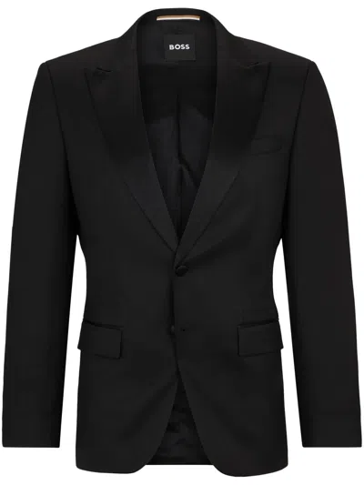 Hugo Boss Peak-lapel Jacket In Black