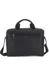 Hugo Boss Briefcase Textured Finish Adjustable Strap Handles In Black