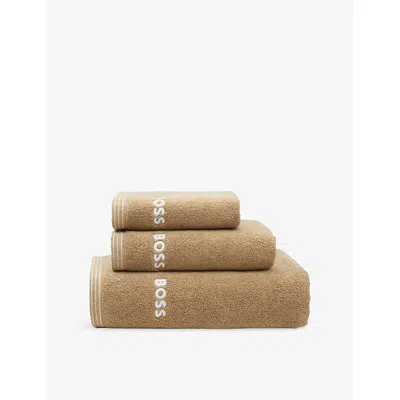 Hugo Boss Pecan Edge Cotton Towel In Brown