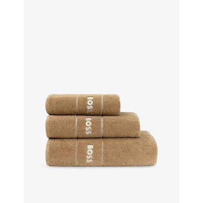 Hugo Boss Pecan Logo-embroidered Cotton