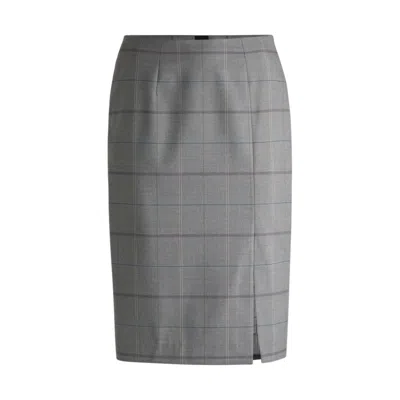 HUGO BOSS PENCIL SKIRT IN CHECKED STRETCH FABRIC