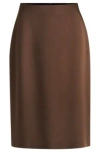 Hugo Boss Pencil Skirt In Lustrous Fabric In Brown