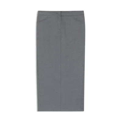Hugo Boss Pencil Skirt In Melange Virgin Wool In Gray