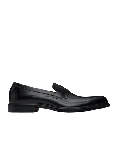 Hugo Boss Penny Logo Embossed Loafers In Black